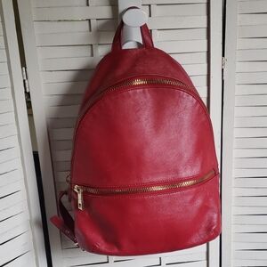 Via Spiga Red Distress Leather Backpack
